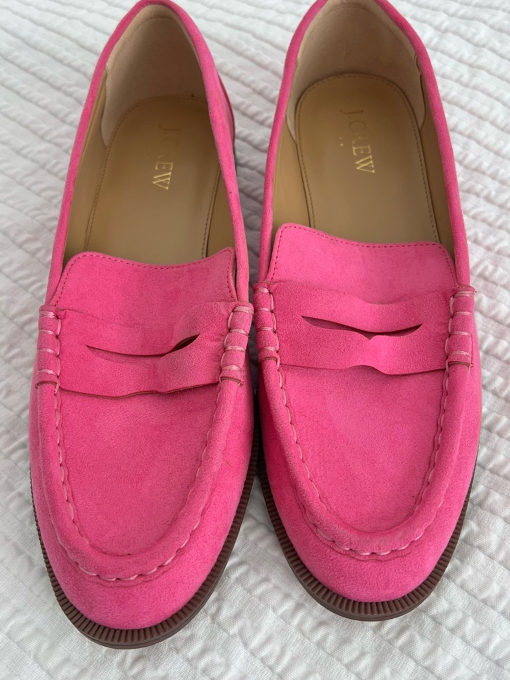 J. Crew Fuchsia Suede Penny Loafers - Picture 2 of 6